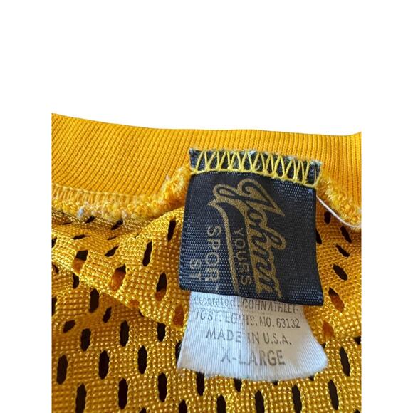 Johnny Mack Sports Yellow Mesh Jersey Shirt XL Vintage Made USA Damage Shown - Picture 5 of 9